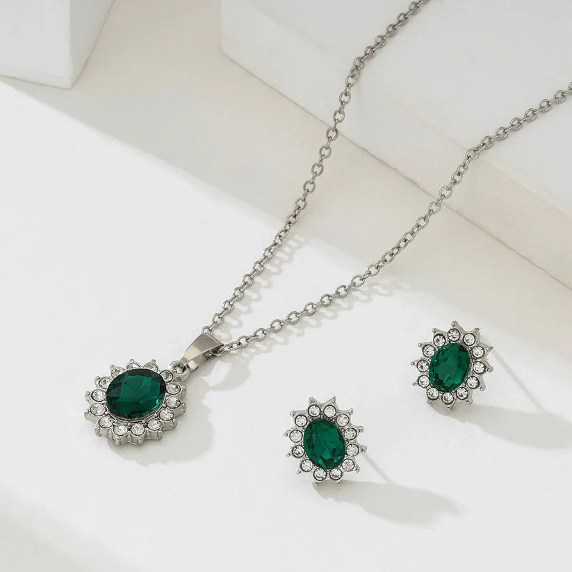 Emerald-Look Schmuckset – Ansicht 2