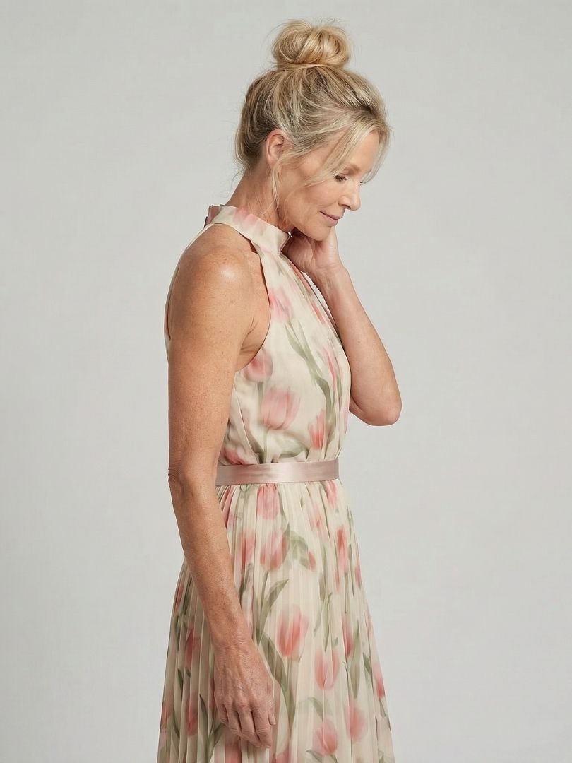 Aurelle | Midikleid mit Neckholder-Ausschnitt und Blumenmuster