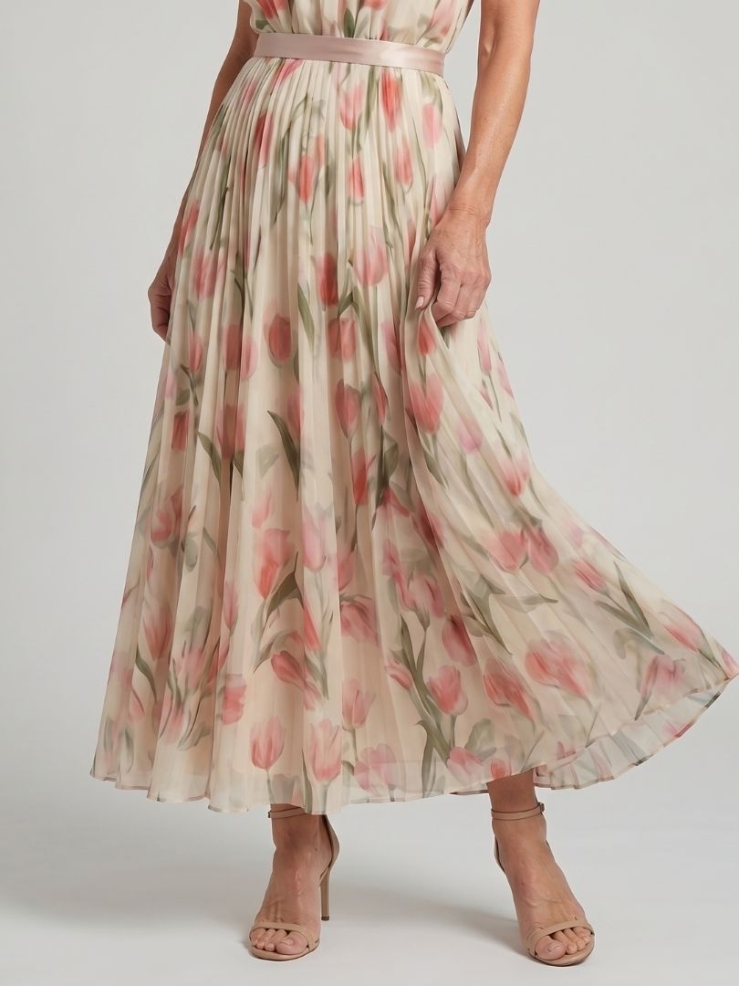Aurelle | Midikleid mit Neckholder-Ausschnitt und Blumenmuster