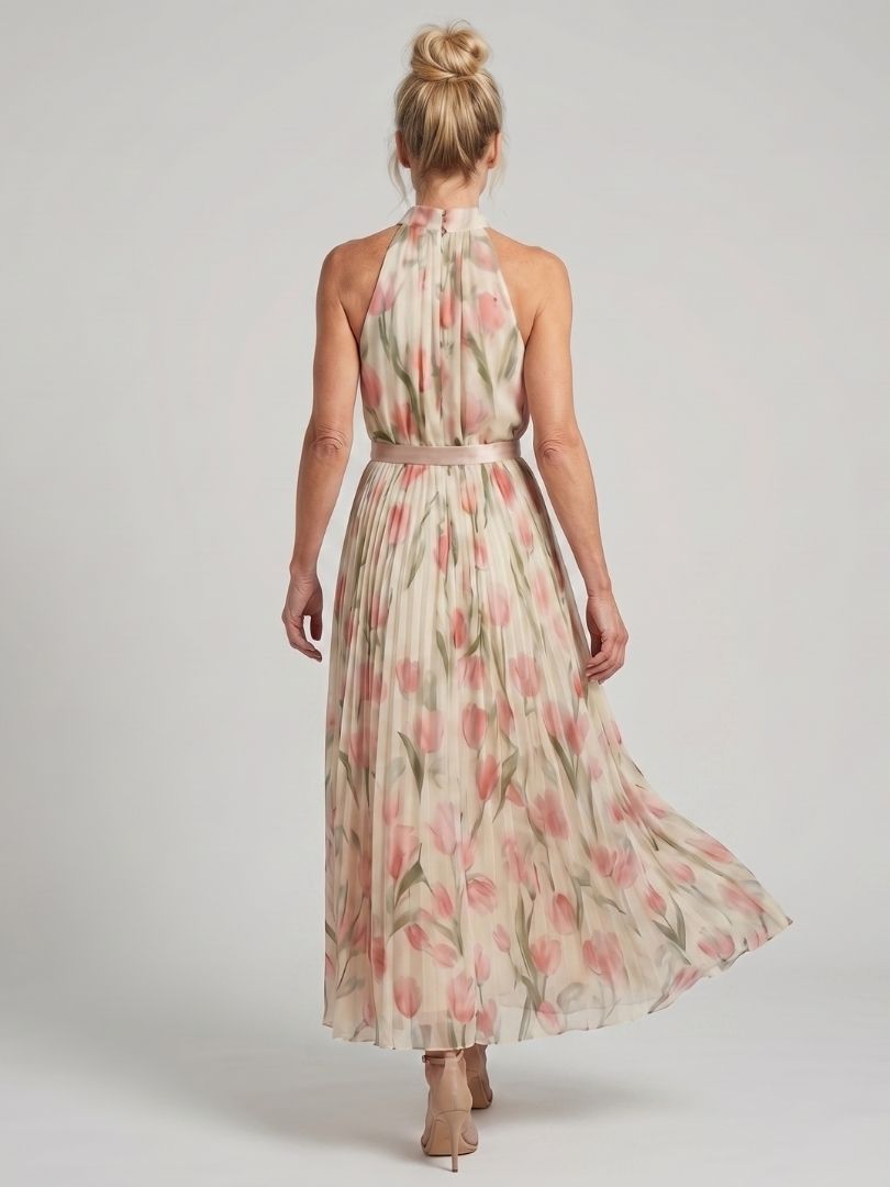 Aurelle | Midikleid mit Neckholder-Ausschnitt und Blumenmuster