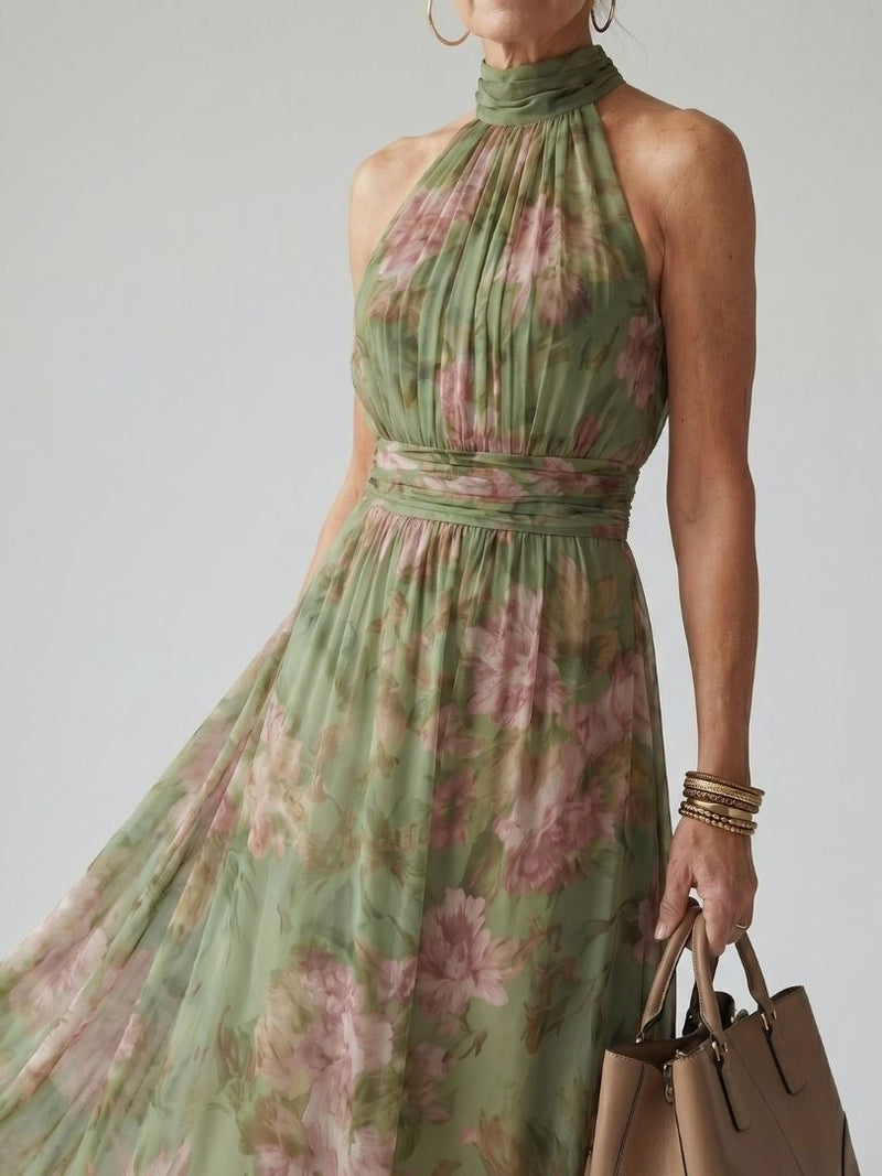Mirelle | Midikleid mit gerafftem Neckholder-Ausschnitt
