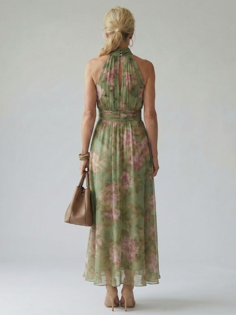 Mirelle | Midikleid mit gerafftem Neckholder-Ausschnitt