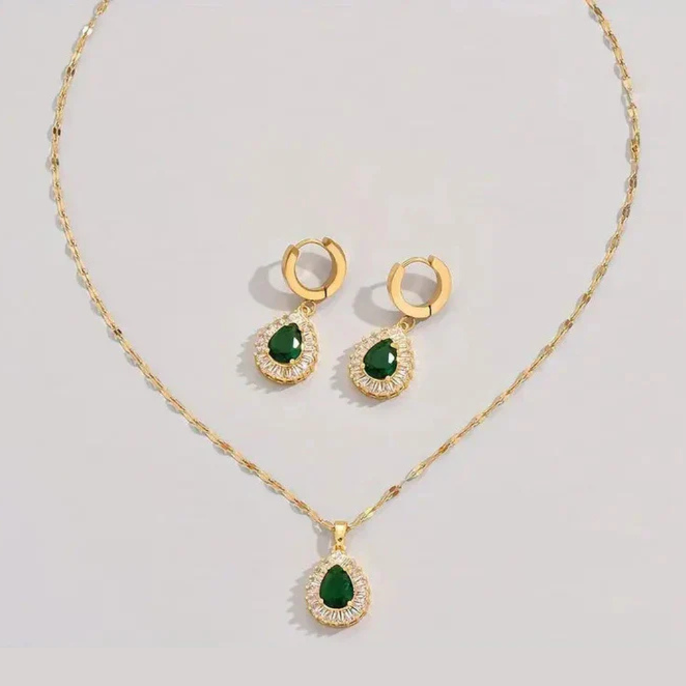 Emerald-Look Schmuckset – Ansicht 2