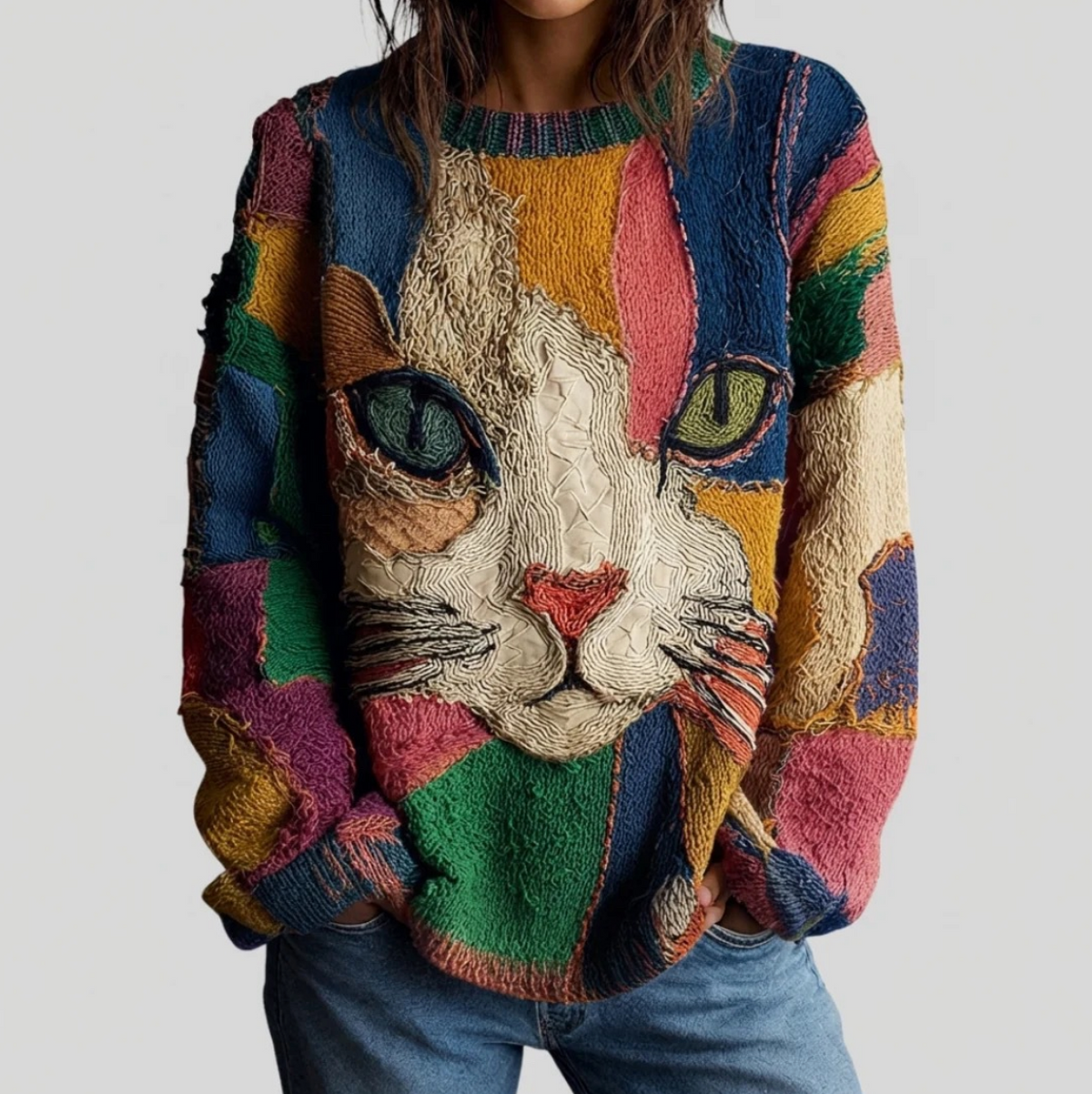 Zaira Künstlerisches Katzen-Statement-Oberteil – Ansicht 48