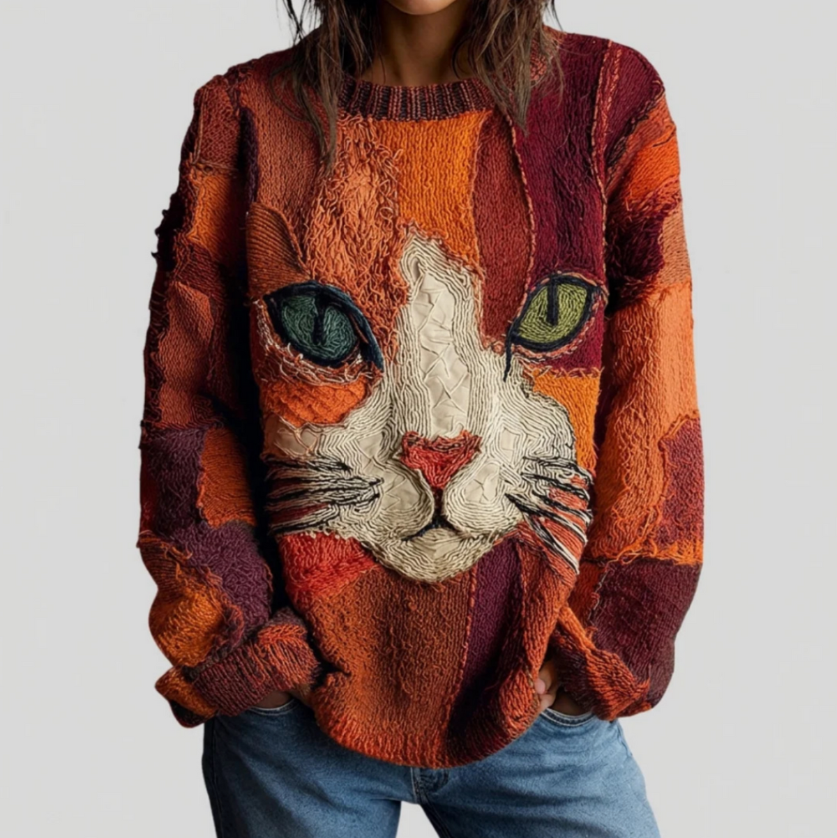 Zaira Künstlerisches Katzen-Statement-Oberteil – Ansicht 32
