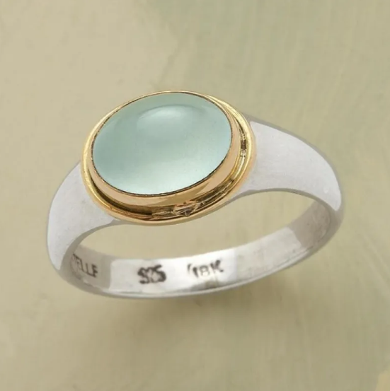 Silverring med grön diamant – vy 8