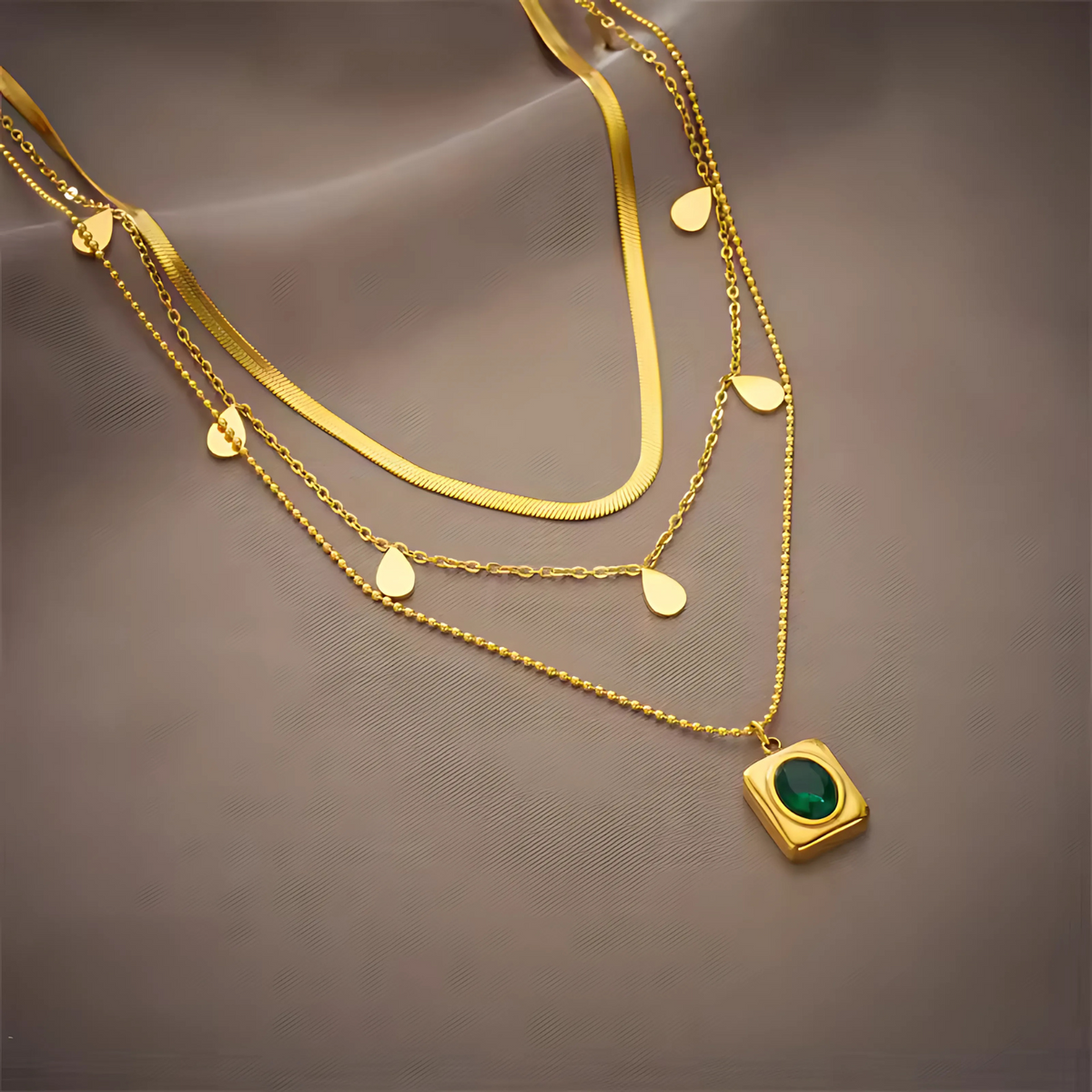 Emerald-Look Schmuckset – Ansicht 2