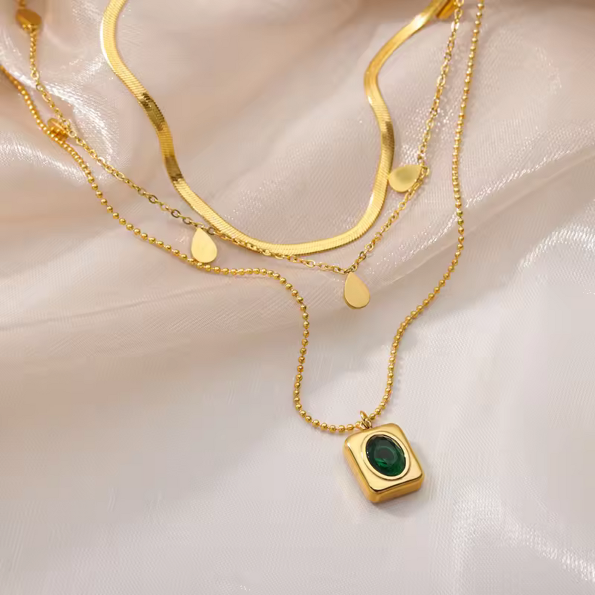 Emerald-Look Schmuckset – Ansicht 5