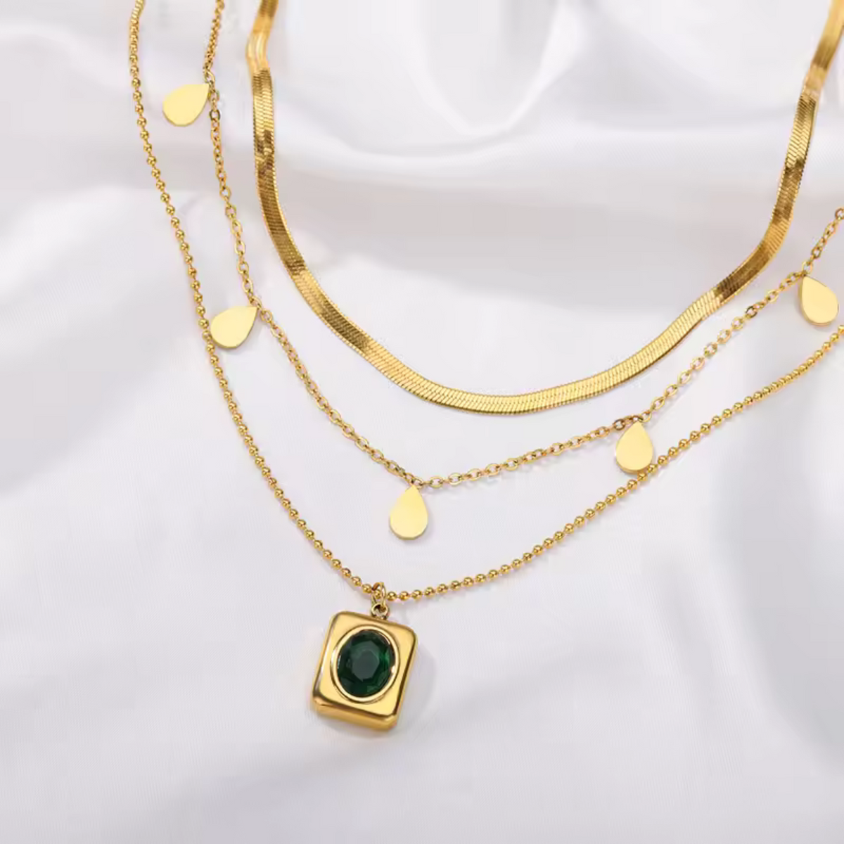 Emerald-Look Schmuckset – Ansicht 3