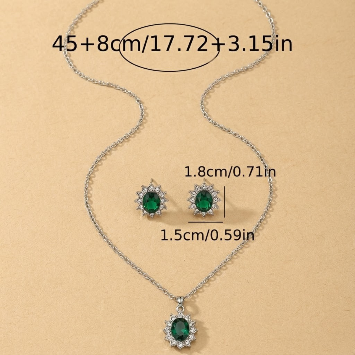 Emerald-Look Schmuckset – Ansicht 4