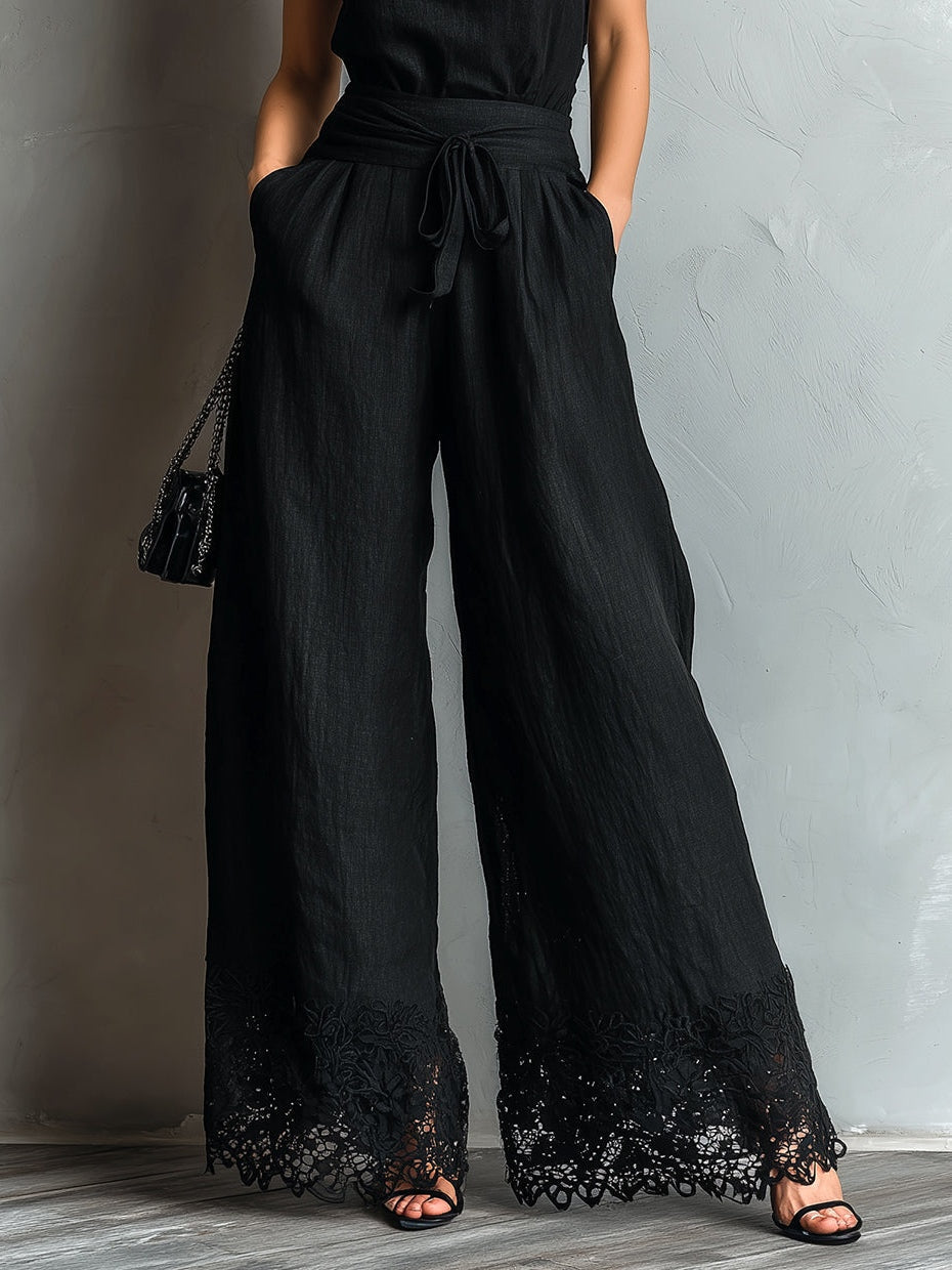 Avery | Set aus Neckholder-Top in Baumwoll-Leinen-Optik und weiter Hose