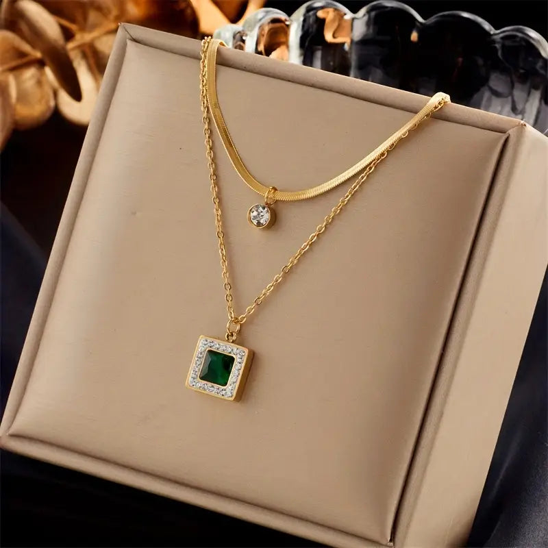 Emerald-Look Halskette – Ansicht 2