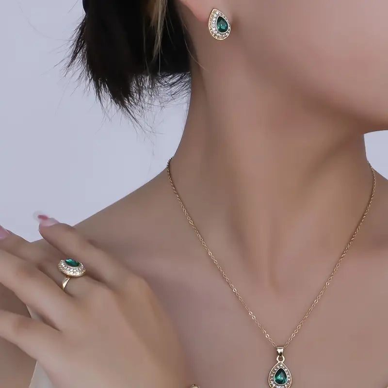 Emerald-Look Schmuckset – Ansicht 3