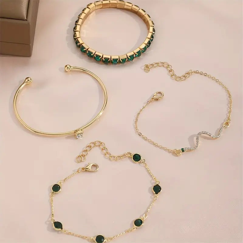 Emerald-Look Schmuckset – Ansicht 3