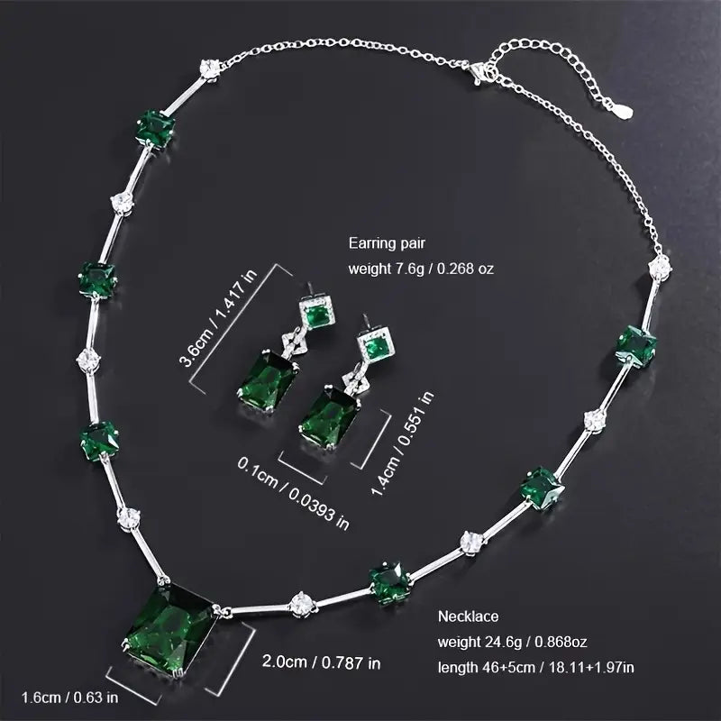 Emerald-Look Schmuckset – Ansicht 5