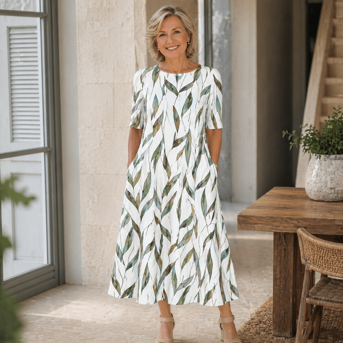 Sarah elegant blommig midiklänning – vy 13