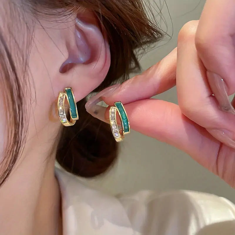 Emerald-Look Ohrringe – Ansicht 3