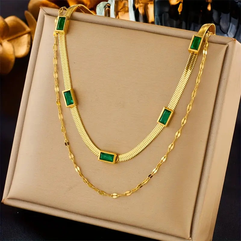 Emerald-Look Halskette – Ansicht 2