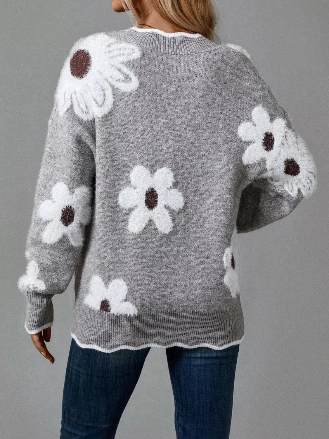 Thea™ | Floraler V-Ausschnitt Pullover