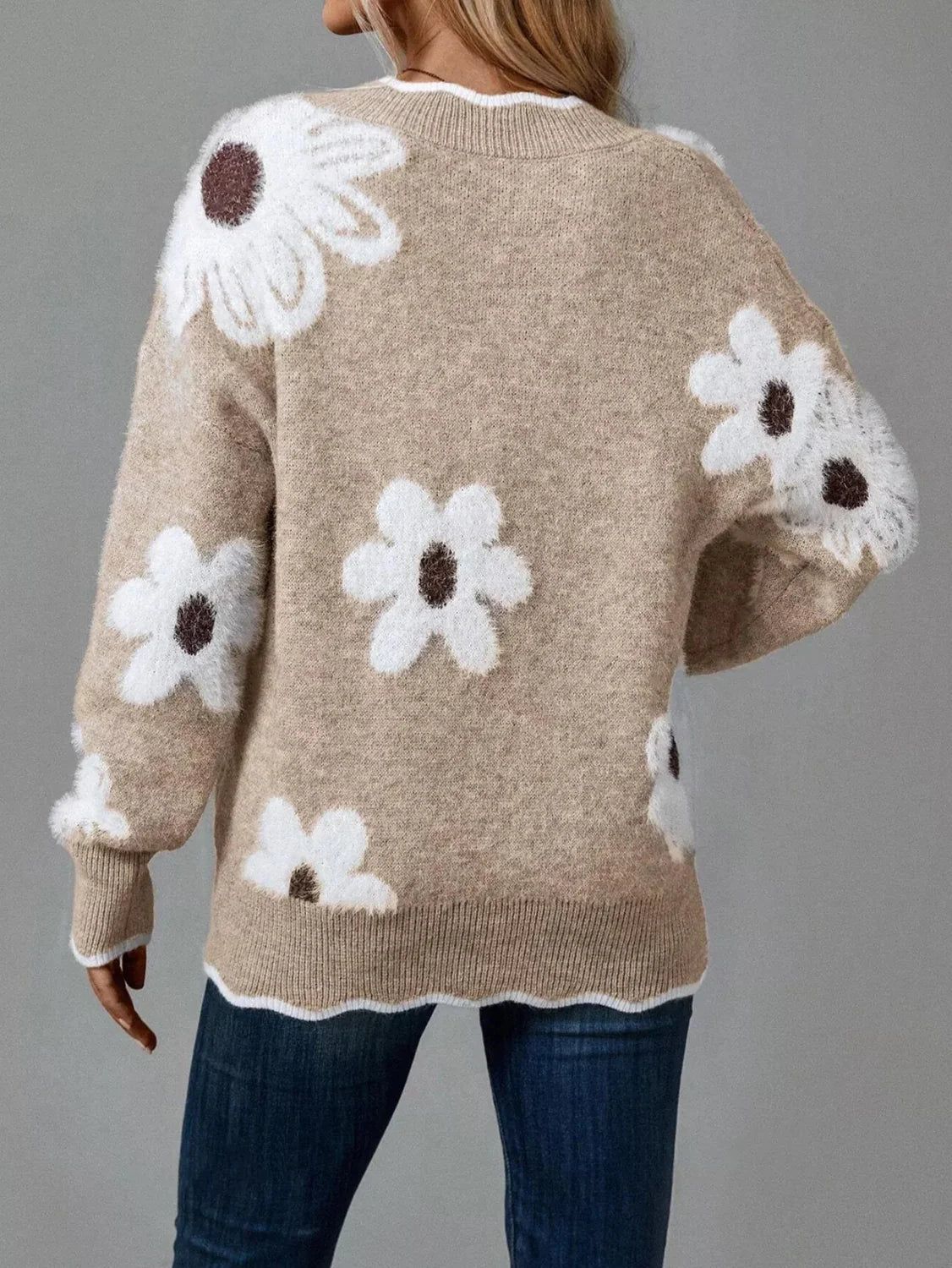 Thea™ | Floraler V-Ausschnitt Pullover