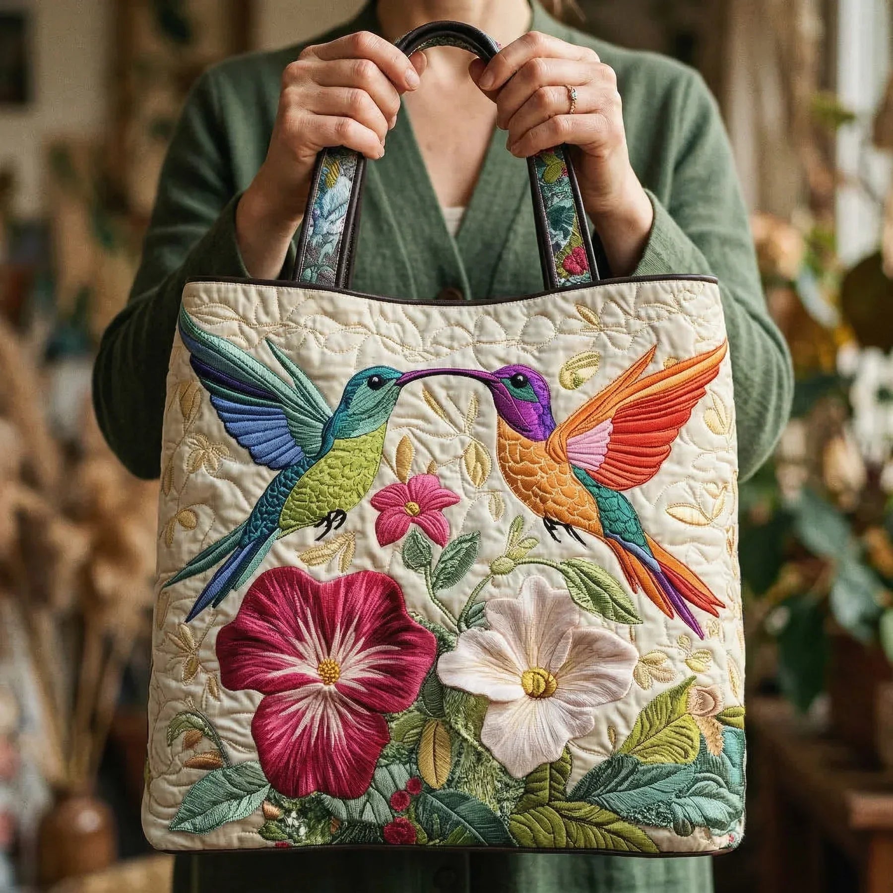 Shopper Kolibri und weiße Blumen – Ansicht 2