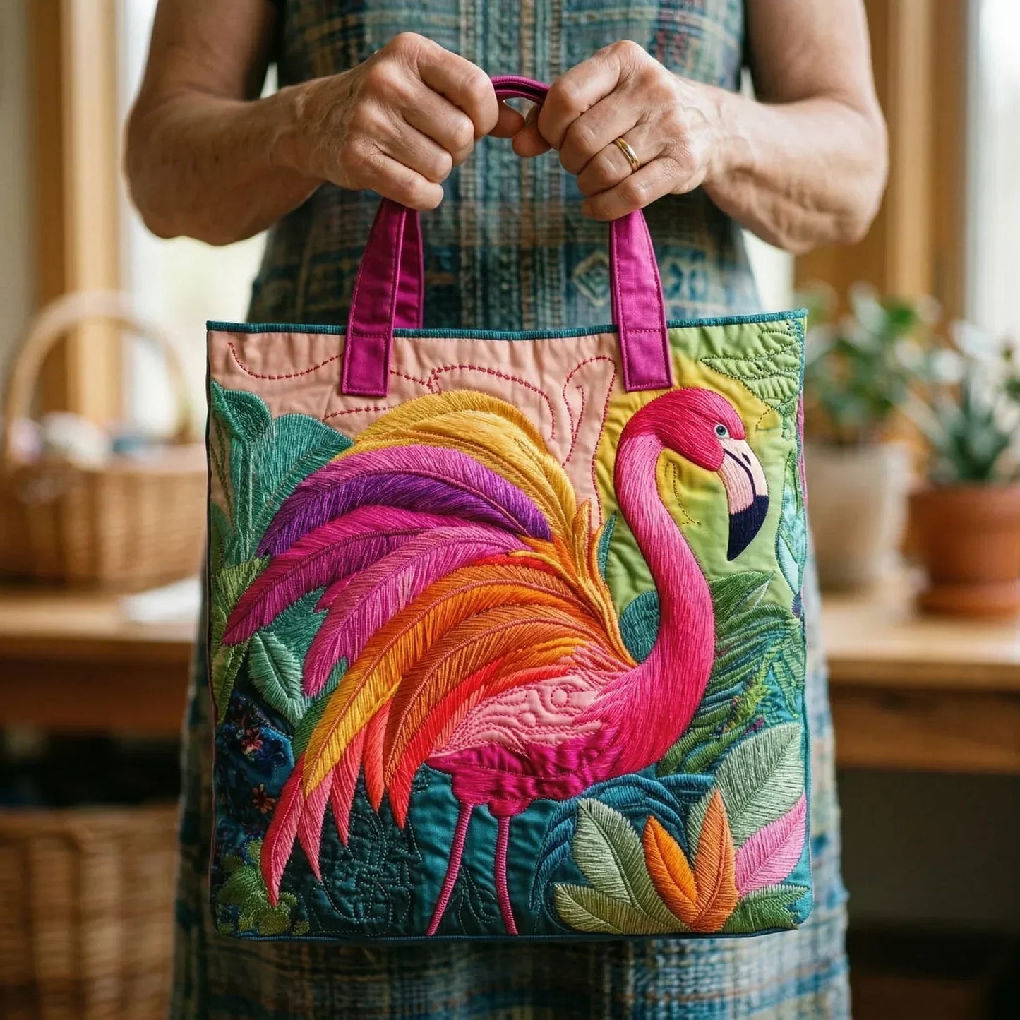 Shopper Regenbogen-Flamingo – Ansicht 2