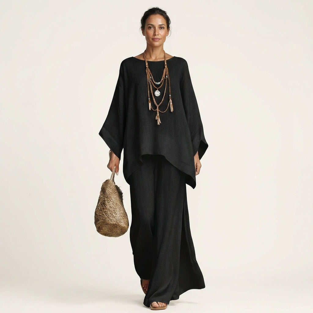 Majolie boho-set i linneblandning – vy 35