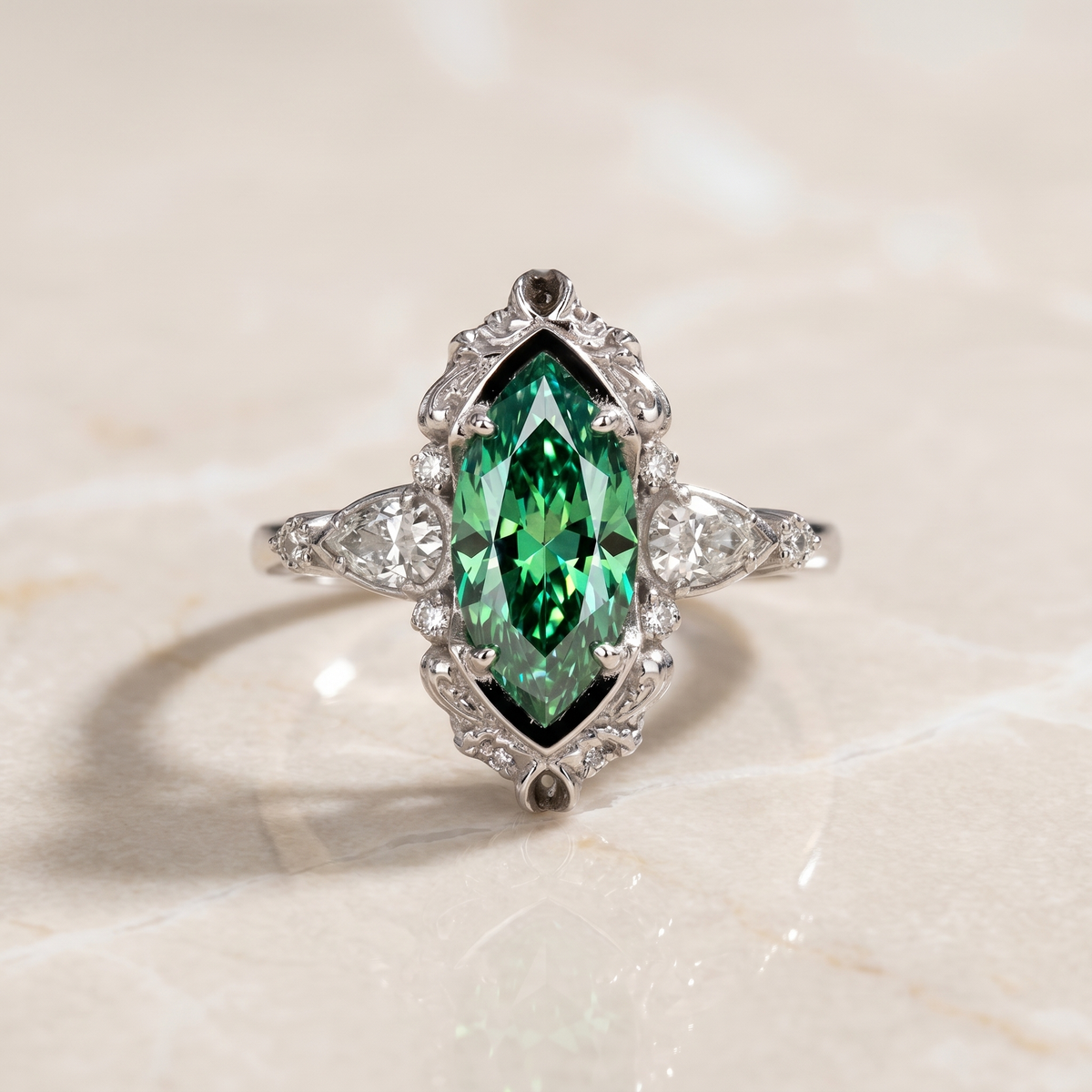 Emerald-Look Ring