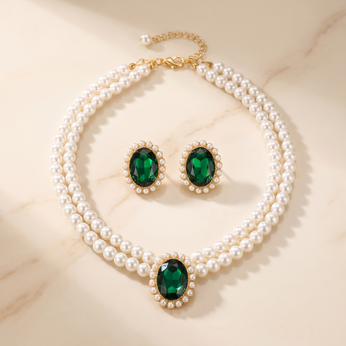 Emerald-Look Schmuckset