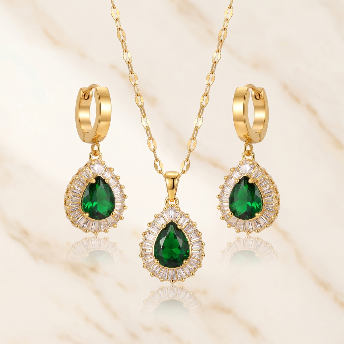 Emerald-Look Schmuckset
