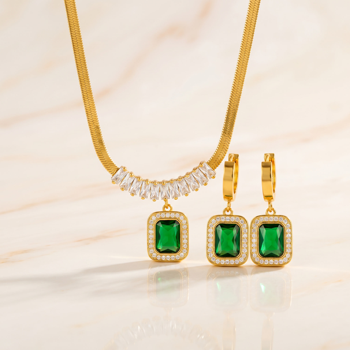 Emerald-Look Schmuckset