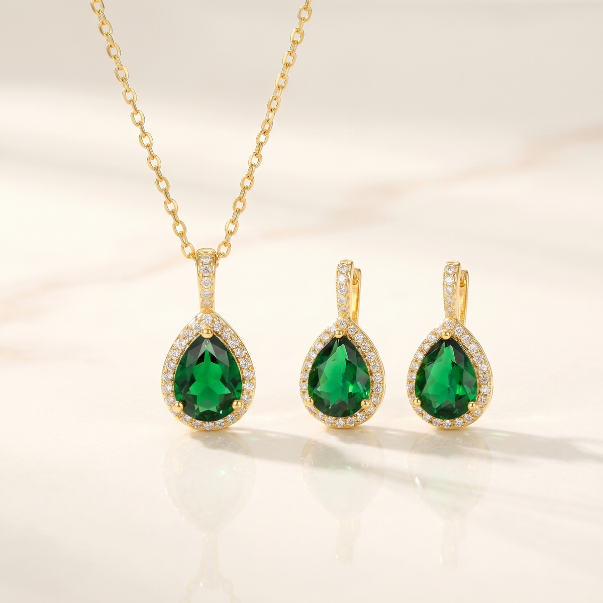 Emerald-Look Schmuckset
