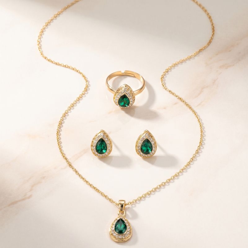 Emerald-Look Schmuckset