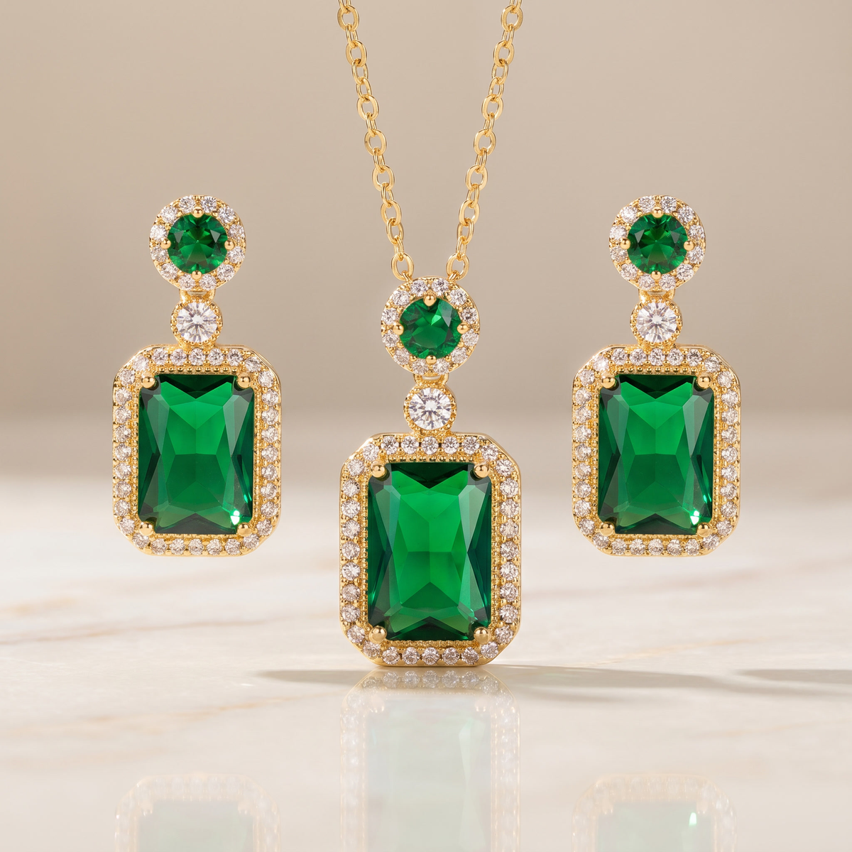 Emerald-Look Schmuckset