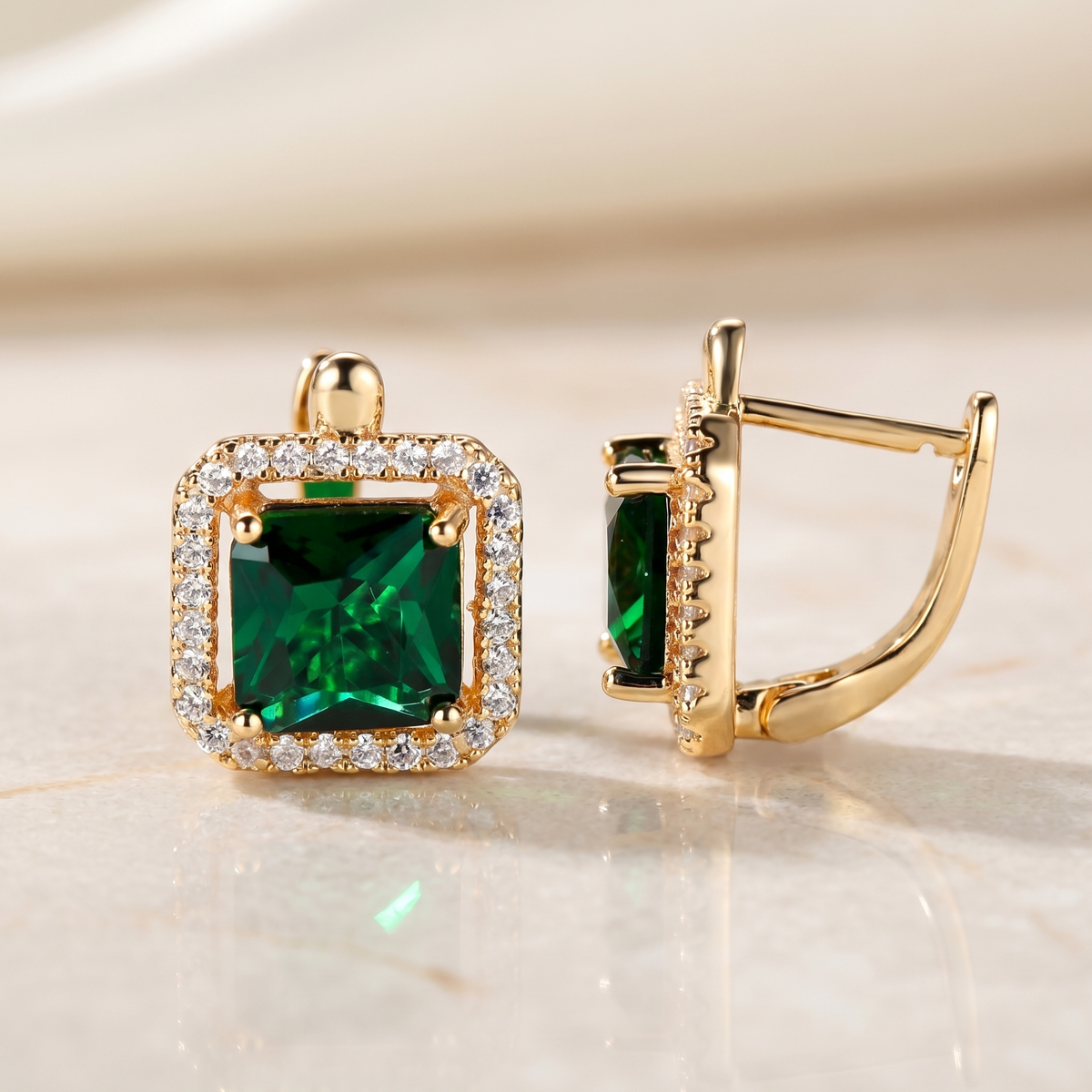 Emerald-Look Ohrringe