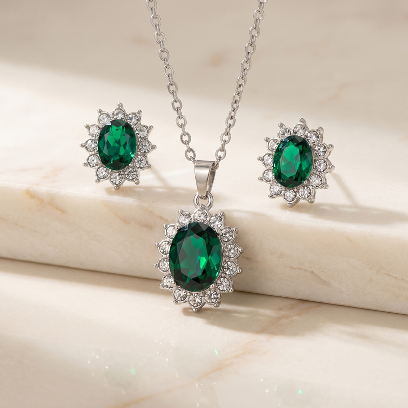Emerald-Look Schmuckset