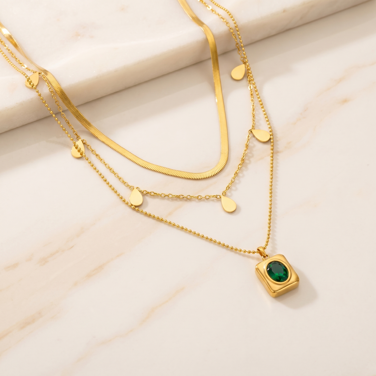 Emerald-Look Schmuckset