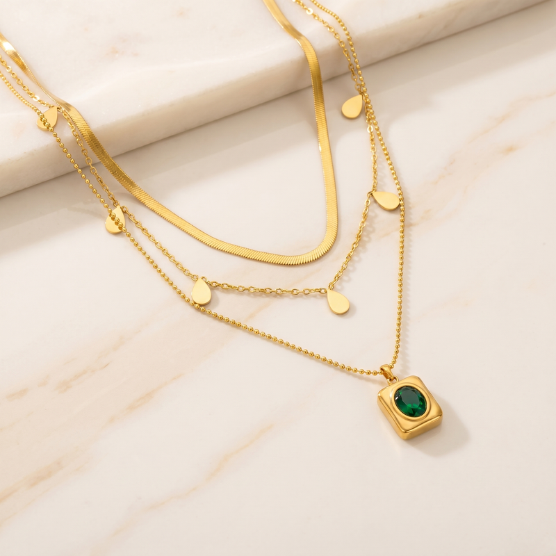 Emerald-Look Schmuckset