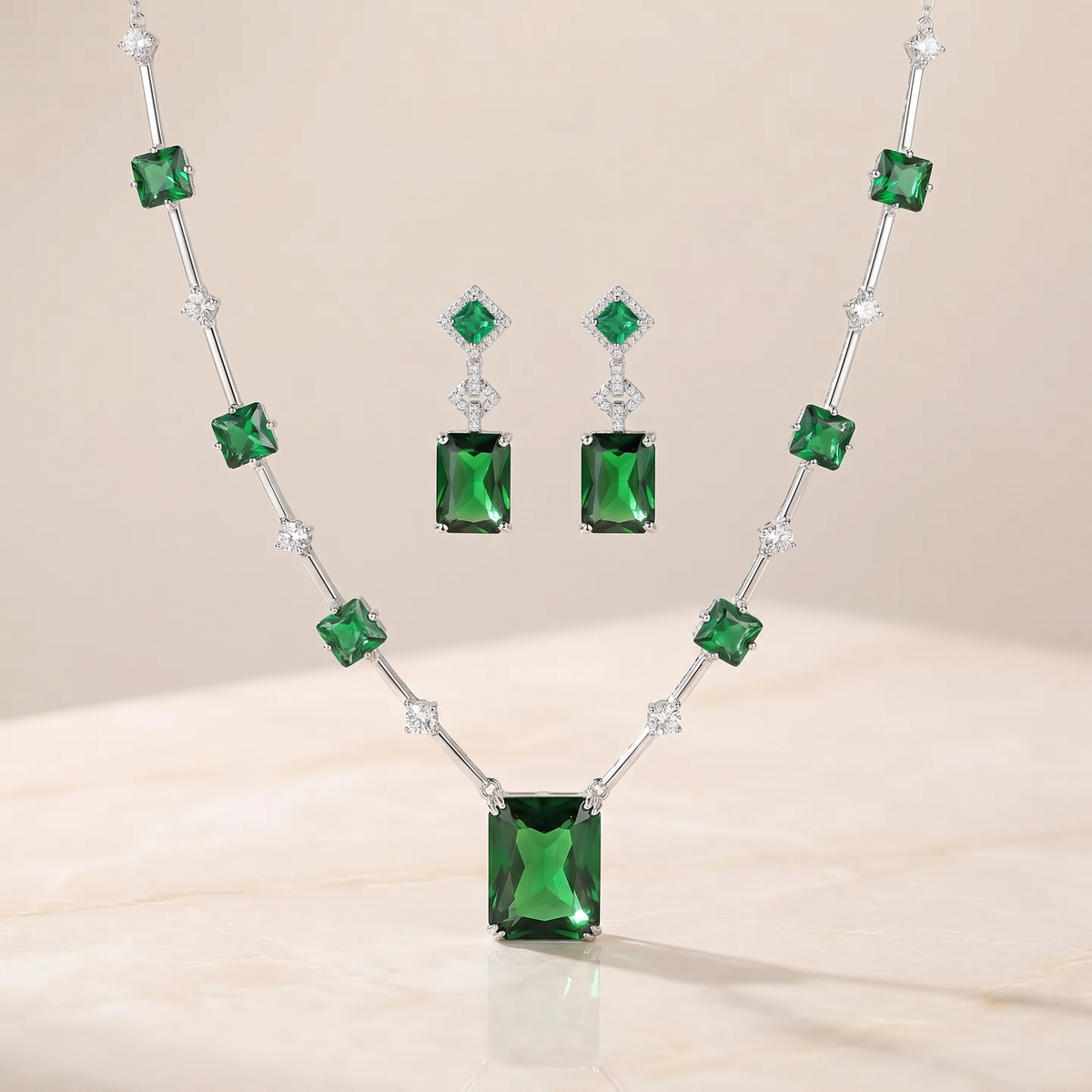 Emerald-Look Schmuckset