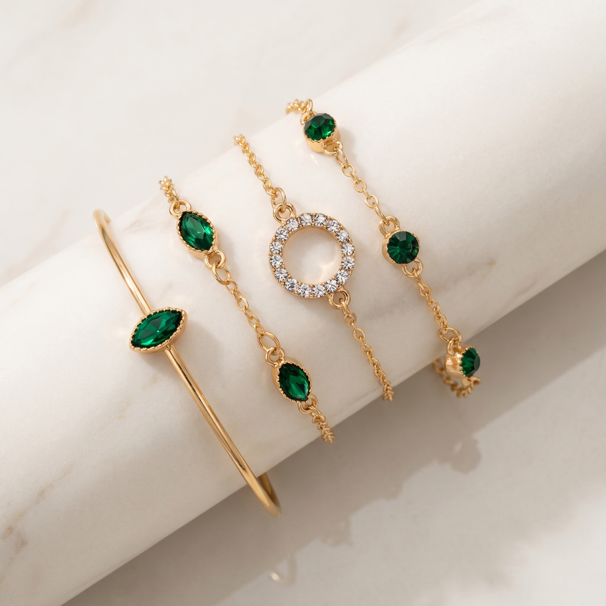 Emerald-Look Schmuckset