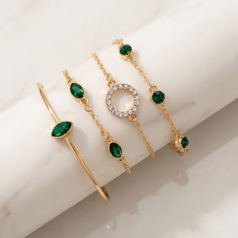 Emerald-Look Schmuckset