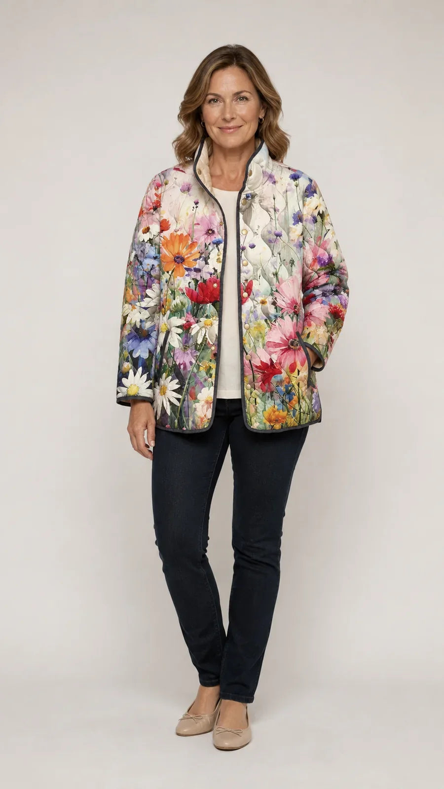 Kaia Vintage-Blumen-Steppjacke – Ansicht 3