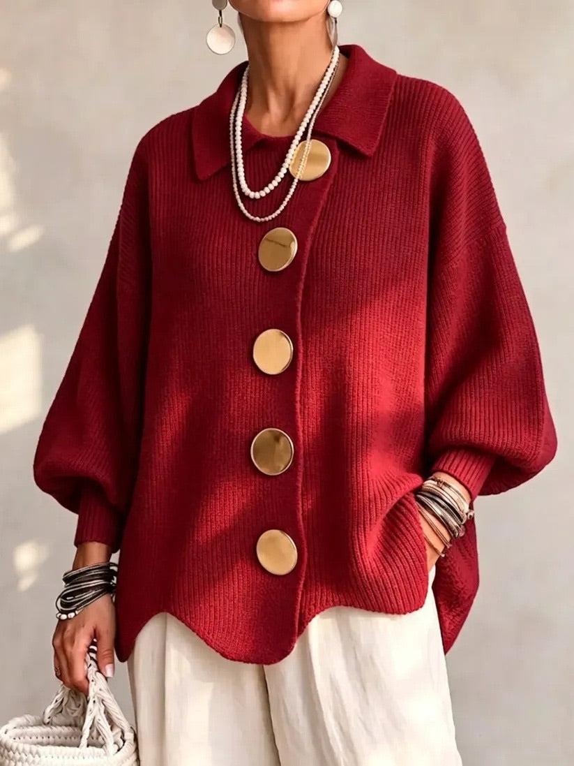 Karina Oversized Cardigan mit Kragen und Knöpfen – Ansicht 95