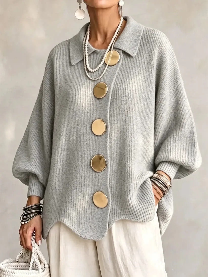 Karina Oversized Cardigan mit Kragen und Knöpfen – Ansicht 87
