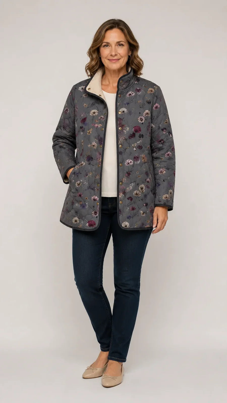 Niva Vintage-Blumen-Steppjacke – Ansicht 3