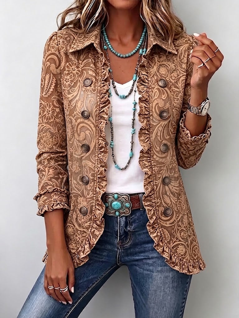 Noemi Boho-Jacke Blumen Vintage Braun