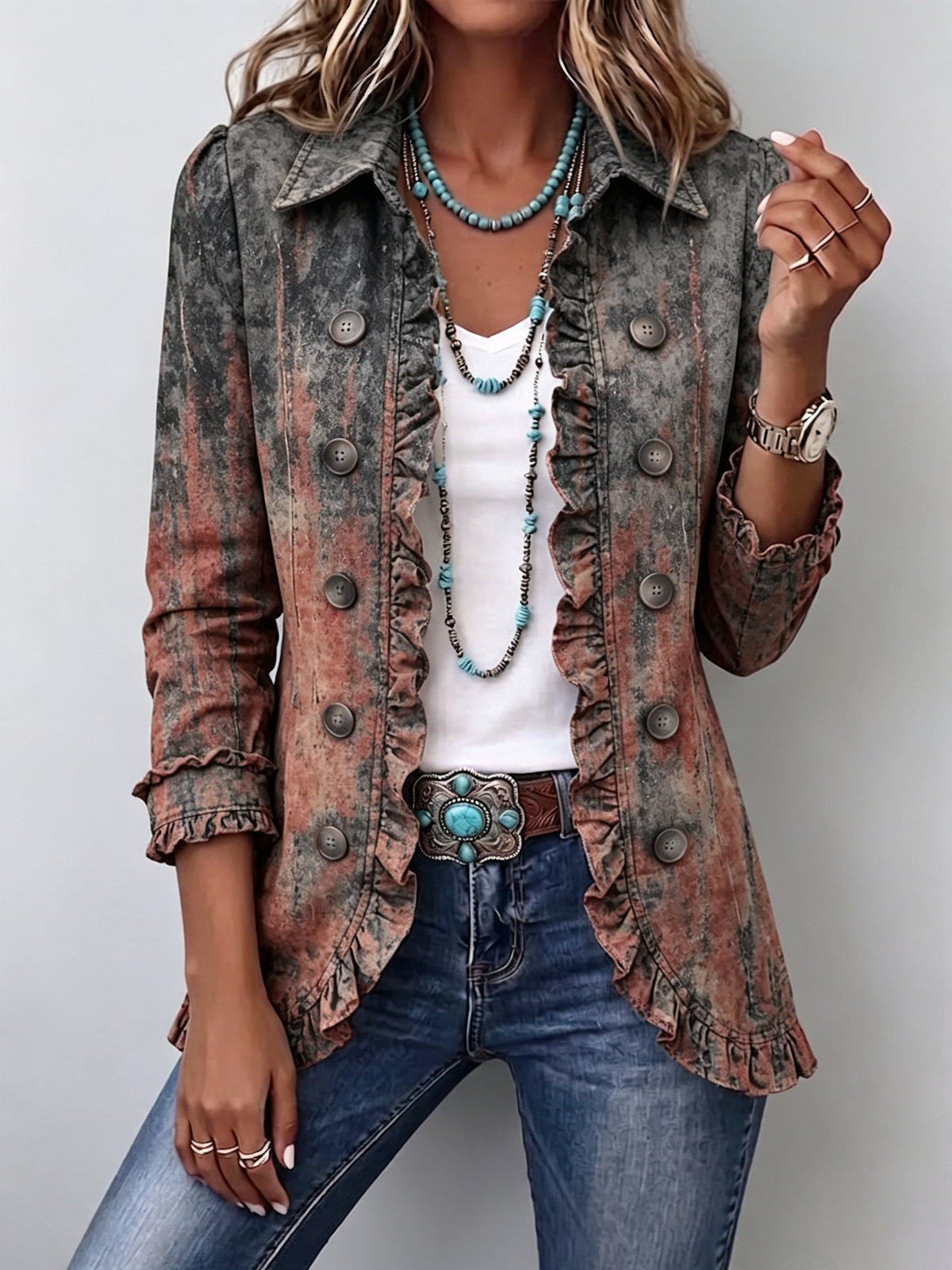 Flaminia Vintage-Jacke mit sfumiertem Druck