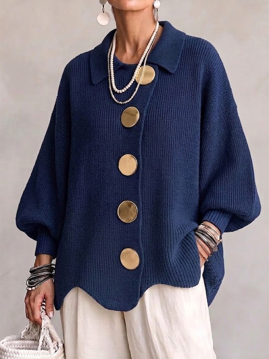 Karina Oversized Cardigan mit Kragen und Knöpfen – Ansicht 15