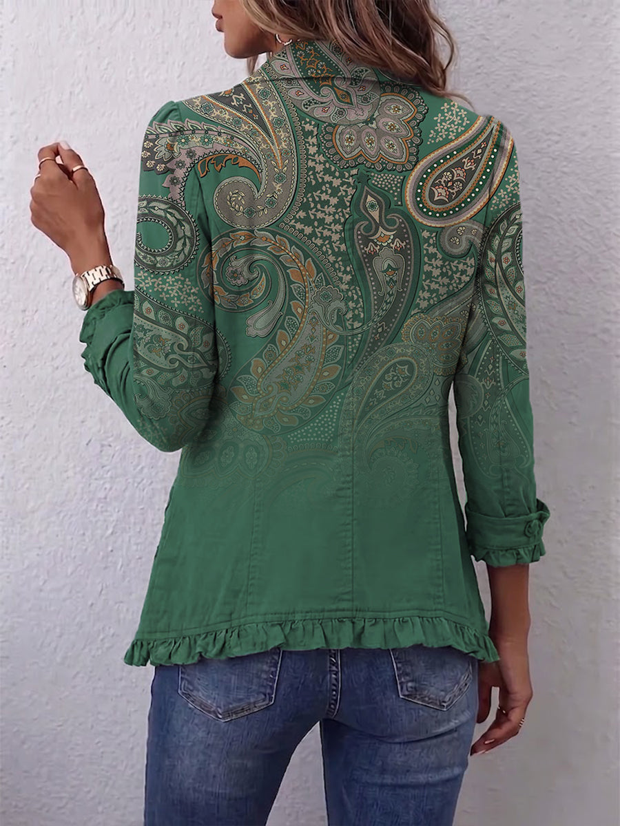 Costanza Boho-Jacke Paisley Grün – Ansicht 2