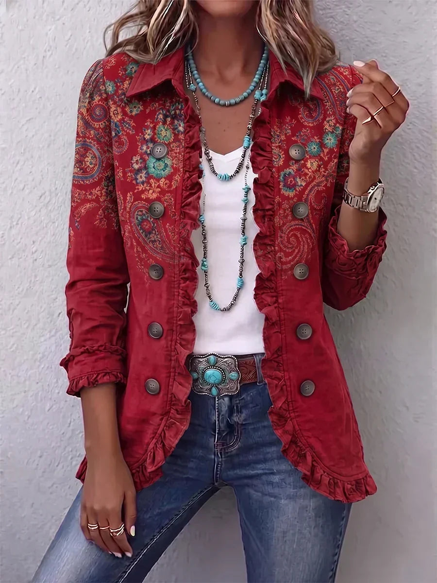 Carlotta Boho-Jacke Paisley Rot
